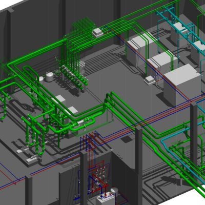 3D-CAD-Modell einer Technikzentrale